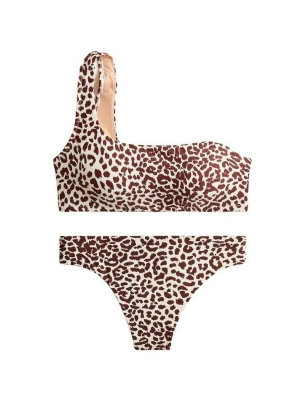 J. Crew One Shoulder High Rise Bikini in Leopard Print Size S, M & L NWT